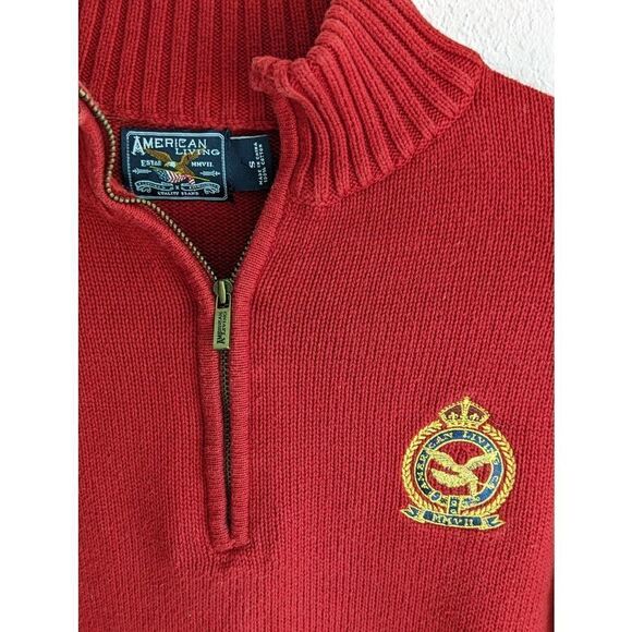 American Living size small, red quarter zip sweater - Picture 2 of 3
